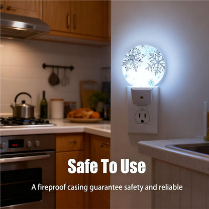 Olikked Plug-in Winter Frost Scene Night Light Sparkling Winter Crystals Snowflakes Nightlight with Dusk to Dawn Sensor, Auto On/Off 0.5W Energy-Saving LED Lighting for Sleep Friendly
