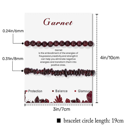 2Pcs Garnet Bracelets for Women Crystal Bead Bracelet Healing Crystal Bracelet Gemstone Beaded Bracelet Natural Stone Garnet Jewelry for Women Girls