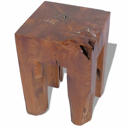 Gecheer Rustic Solid Teak Stool - Handmade Footrest/Side Table, Unique Design, 30x30x40 cm