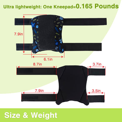 Garden Knee Pads for Women, Lightweight Waterproof KneePads for Gardening, Anti Slip Leather Foam Padding Kneeling Pads for Flooring and Carpet Cleaning, House work, Gardening Maintain, Knee Protector, Blue Flower