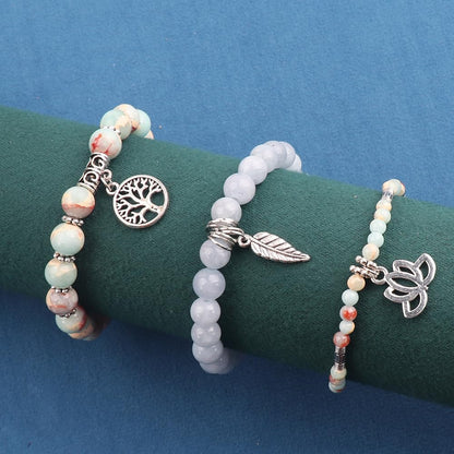 UEUC Tree of Life Yoga Healing Stone Bracelets,Multilayer Lotus Chakra Stone Reiki Bracelet Sets,Anxiety Crystal Natural Stone,for Women Stress Relief(#154)