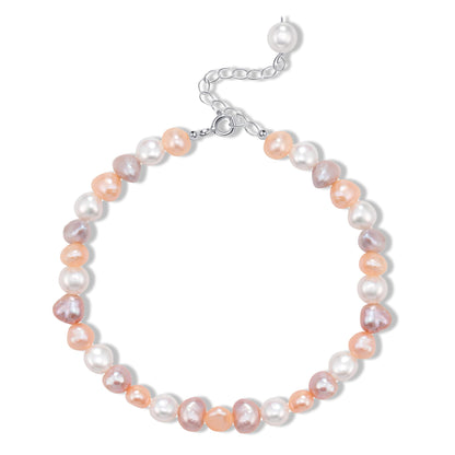 HENGSHENG Natural Baroque Pearls Link Bracelets for Women Freshwater Cultured Pearls Strand Bracelets Handpicked Pearl Elegant Jewelry - Colorful