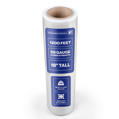 International Plastics Co. 18" Plastic Stretch Film Wrap 1200 feet 500% Stretch Ability