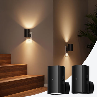 Brightown 2 Pack Night Lights Plug Into Wall, Modern Night Light with Rotating Plug, Dusk to Dawn Sensor, 0-100LM Stepless Dimming Nightlights, Home Decor for Hallway Bedroom Bathroom, Soft White