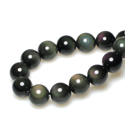 MJDCB Rare Collection Natural Stone Beads Rainbow Obsidian Round Loose Beads for Jewelry Making DIY Bracelet Necklace (8mm)