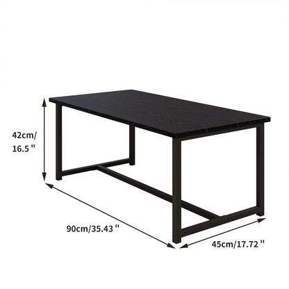 VERFARM 35.4" Rectangular Coffee Table for Living Room, Modern Industrial Style Coffee Table Center Table with Metal Frame for Small Space, Apartment, Office, Easy Assembly, Black