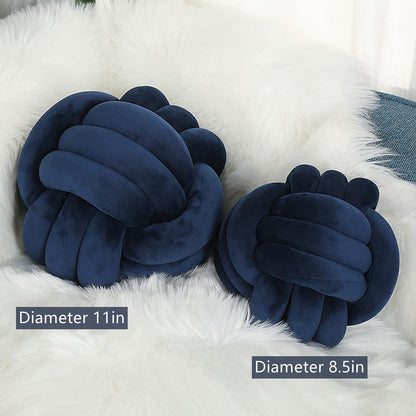PUXU Knot Pillow Ball Round Cushion Pillows, Children Room Decoration Plush Toys Calming Stress Relief Toy (Dark Blue,11in/28cm)