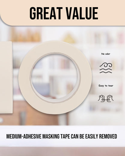 Lichamp Masking Tape 3/4 inch, 24 Pack General Purpose Masking Tape Bulk Multipack for Basic Use, 3/4 inch x 55 Yards x 24 Rolls (1320 Total Yards)