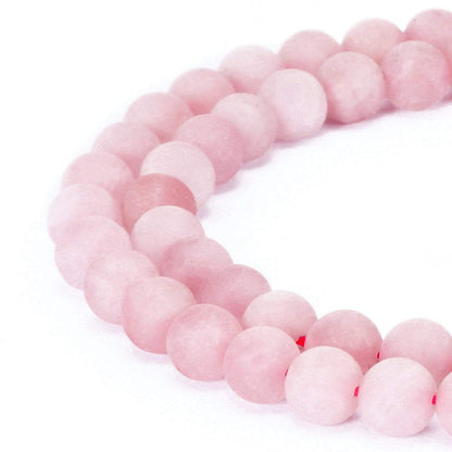 JM Design Rose Quartz Matte Round Loose Gemstone Beads Size 8mm 15.5inch Strand for Jewelry Making