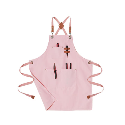 ARBINSON Chef Aprons for Men Canvas Apron with Large Pockets and Adjustable Neck Strap for Cooking, BBQ, Gardening (Pink)
