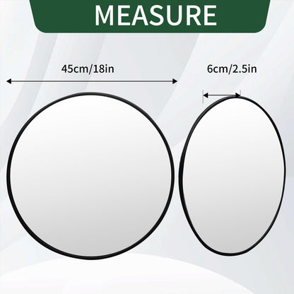 BESEA 18" inch Black Convex Mirrror Traffic Mirror, Wall Mounted Security Mirror, Safety Mirror for Garage Warehouse Mall Home Office Indoor with Clear View