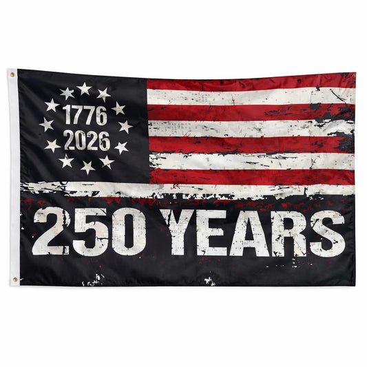 USA American 250th Anniversary Flag, Double Sided 3-Layer Outdoor Patriotic Flag, Quadruple Stitching Fly End, Heavy Duty Fade Resistant Independence Day Flag
