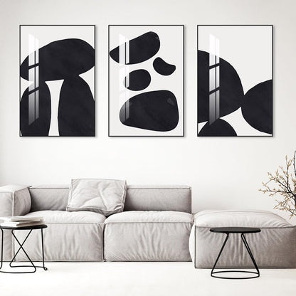 Abstract Wall Art Prints, Framed Wall Art for Living Room, Bedroom, Dining Room, Nursery, Office, Kitchen, Bathroom (Black, 24"X 32" X 3 panel)