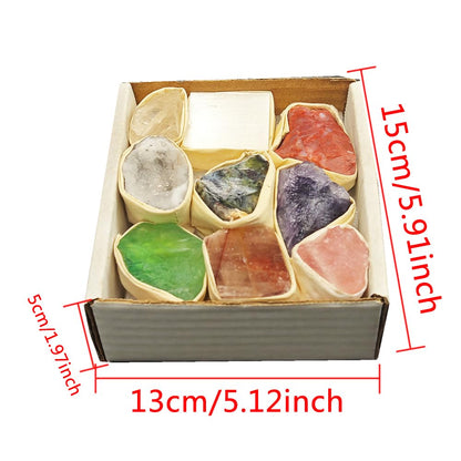 9 PCS Healing Crystals Raw Stones Set Natural Rock Minerals Specimens Collection Natural Amethyst White Crystal Fluorite Rose Quartz Assorted Gemstones Raw Energy Meditation(Crystal Rough Stone Set)