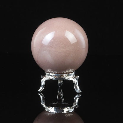 Crocon 45mm Pink Agate Stone sphere Ball with Metal Stand 1400+ Carats Gemstone Ball Healing Sphere Sculpture Figurine for Fengshui Divination Home Decoration Photography Crystal Sphere