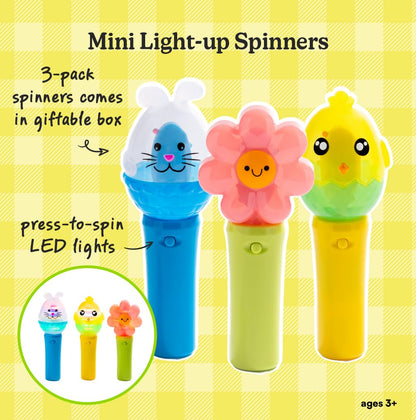 Light Up Mini Spinner Toys for Kids, LED Glow Spinner Wands 3 Pack – Party Favors for Classroom Gifts & Celebrations