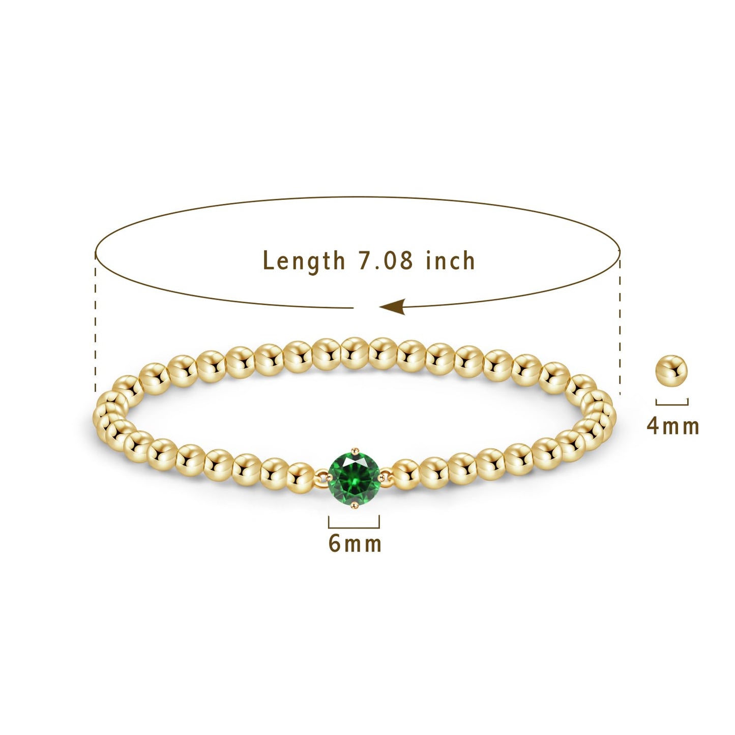 Free bird Gold Birthstone Bracelets for Women May Birthstone Jewelry Birthday Gifts for Women Dainty Gold Beaded Bracelet Gifts for Mom Wife Emerald Green Bracelet Graduation Gifts