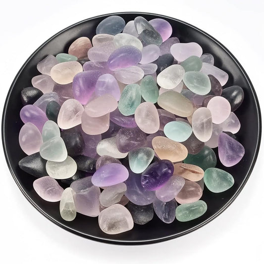 SigMntun Polished Fluorite Crystal Set, 0.4'', 128 Pcs - Handpicked Natural Tumbled Stones and Crystals Bulk for Healing, Reiki, Meditation, Witchcraft and Home Decor