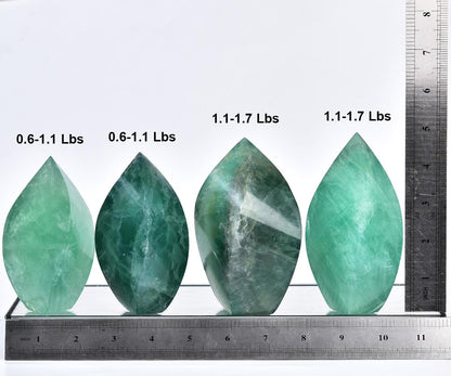 JIC Gem Green Fluorite Crystal Natural Healing Crystal Point Large 4 Sides Tower Fluorite Stone Energy Gemstone Home Decor 1.1-1.7 Lbs