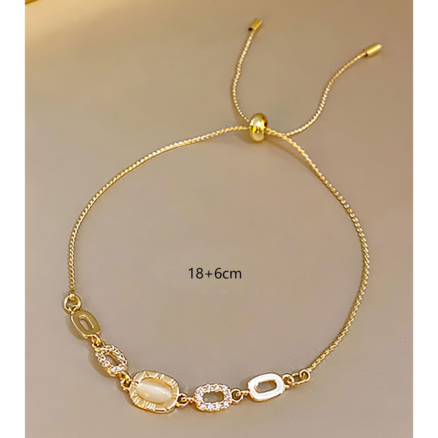 Women's Link Bracelets Dainty Adjustable Bracelets for Women Rhinestone Wedding Jewelry Yellow Gold