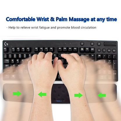 BRILA Keyboard Wrist Rest Support Cushion Pad for Computer, Laptop, Office Work, PC Gaming - Memory Foam Gel with Massage Holes Design - Non-Slip Easy Typing Wrist Pain Relief (Black Keyboard Pad)