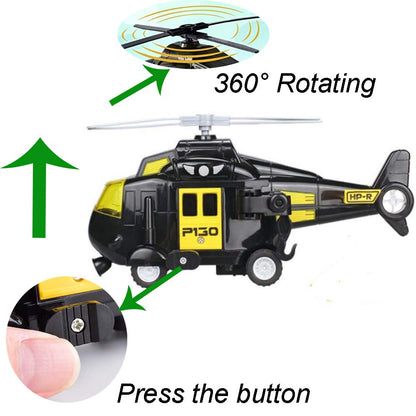 OMGTOY Military Helicopter, Airforce Airplane Toy with Hanging Basket Lights and Sounds for Kids(Black)