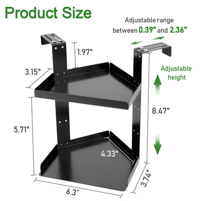 Olpchee Office Cubicle Shelf, Cubicle Storage, Shelf Organizer Accessories, Height Adjustable Hanging Corner Shelf with Adjustable Hooks (Black, Double Layer)