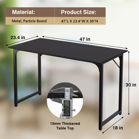 FDW 47 inches Computer Desk/Home Office Desk/Writing Study Table/Modern Simple Style PC Desk with Metal Frame,Black