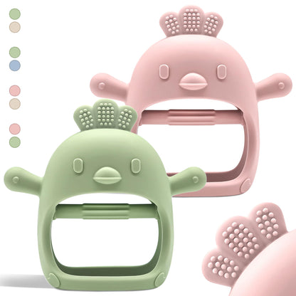 Komfy LilLove 2 Pack Baby Teething Toys for 0-6 & 6-12 Months, Food Grade Silicone Teething Mitten Anti-Drop Wrist Hand Teether, BPA Free, One-Piece, CPC Certified Baby Chew Toys for Sucking Needs