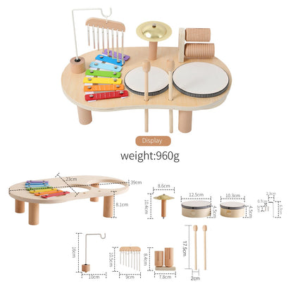 Promise Babe Wooden Drum Set for Toddlers 1-3, Musical Percussion Instruments for Kids Baby Drum Set Xylophone, Montessori Educational Musical Toys for Girls Boys Ages 3+