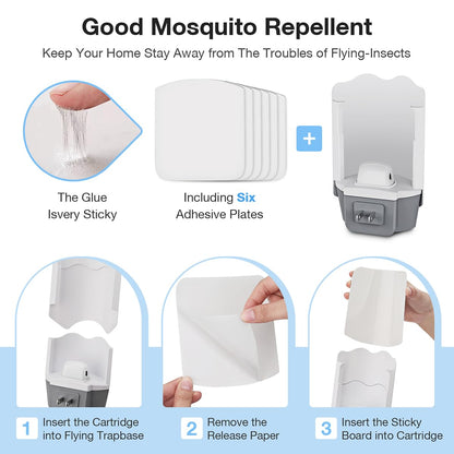 Forhimn Fly Trap Indoor, 2 Plug-in Fly Catchers with 6 Glue Card Refills, Fruit Fly & Gnat Trap for Home, Sticky Flying Insect Trap for Flies, Moths, Safe & Mess-Free