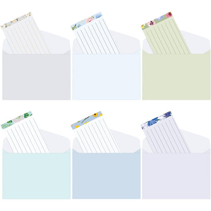 Geyee 200 Pieces Watercolor Stationary Paper and Envelopes Include 100 Lined Sheets and Envelopes, 5. 5 x 8. 25 Inch Double Sided Printing Letter Writing Paper with Mailers(Floral)