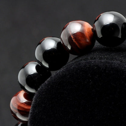 Merdia Men's Tiger Eye Stone Elastic Bead Bracelet with Loong Pattern Bead | Mens Jewelry | Loong Bracelet for Men | Mens Bracelet | Beaded Bracelet | Tiger Eye Bracelet Men | Crystal Bracelet