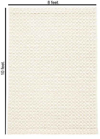 The Knitted Co. Handwoven Wool Area Rug - Hand Woven Natural Carpet Rugs- Bedroom Living Room Dining Room (Ivory- 8'x10')