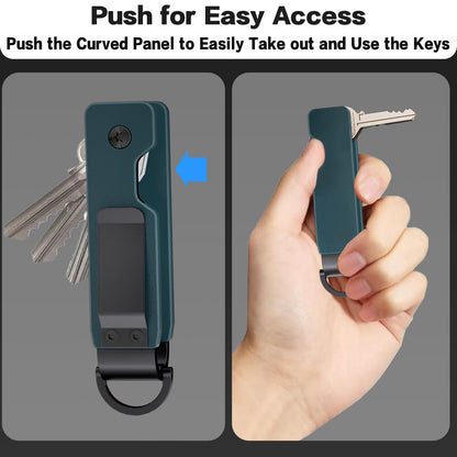 Evcing Key Organizer, Compact Key Holder for Keychain, Metal Minimalist Pocket Key Chain, Secures 1-5 Keys (Navy Blue)