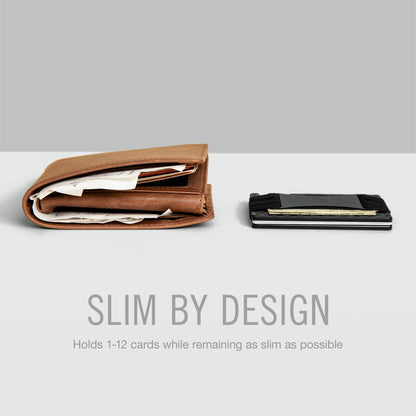 Ridge Wallet for Men - Slim Minimalist Compact Wallet and Card Holder, RFID Protected Front Pocket Wallets for Men with Integrated Cash Strap (Matte Olive)