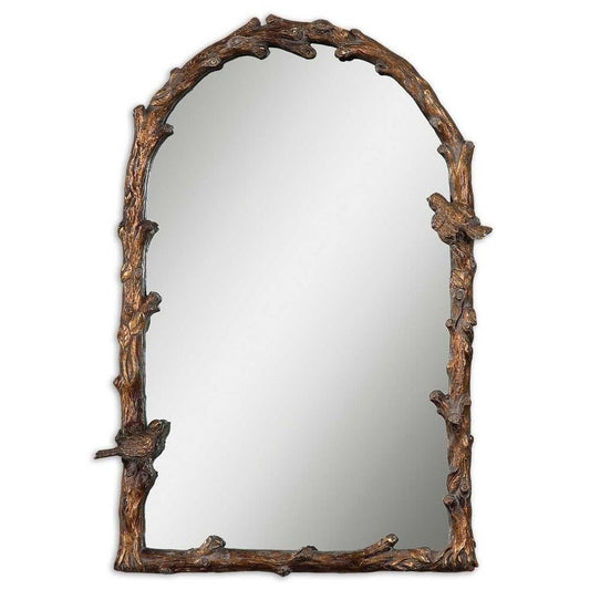 Uttermost Paza Gold 26" x 37" Songbirds Arch Wall Mirror