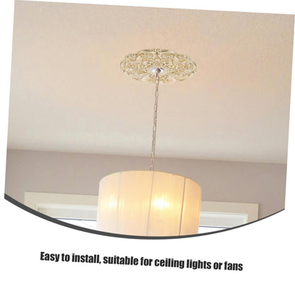 GRIRIW Living Room Chandelier Ceiling Lamp Flower Ceiling Light Plastic Carving Decorative Medallion European Style Light Decoration Medallion