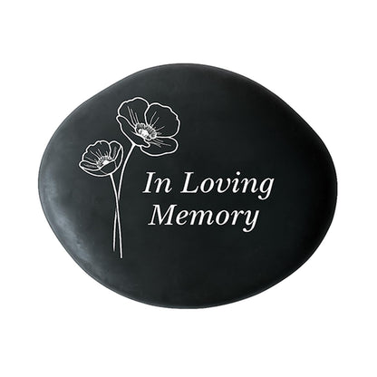 aiviwiai in Loving Memory Memorial Stone with Poppy Flower - Small Remembrance Garden Plaque, Sympathy Bereavement Gifts for Loss of Loved One, Waterproof Outdoor Grave Decoration (Medium)