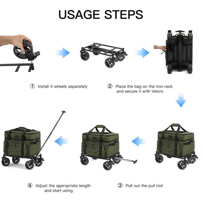 Extra Large Wheeled Portable Cooler Bag 85 Cans Double Deck Heavy Duty Rolling Insulated Cooler with All-Terrain Wheels Leakproof Tactical Soft Sided Cooler for Beach Camping Picnic Travel, Green
