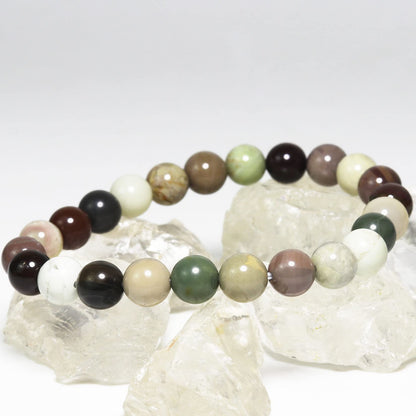 DAZCOLO 8mm Natural Gemstone Stretch Bracelet, Handmade Unisex Crystal Bracelets for Meditation, Yoga, Spiritual Healing & Positive Energy (Indian Agate)