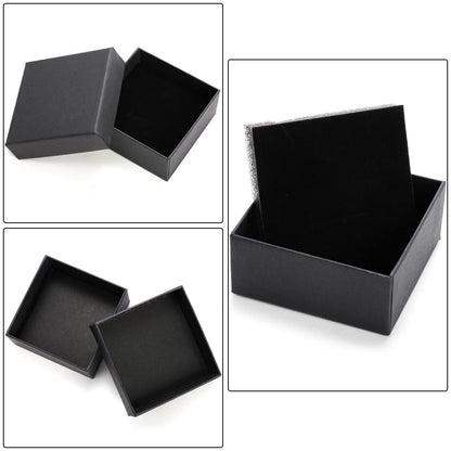 Fasmov Kraft Jewelry Boxes, 36 Pack 2.95 x 2.95 x 1.37 Inch Square Cardboard Jewelry Gift Box Necklace Ring Earring Kraft Box for Jewelry Set with Foam Insert, Black