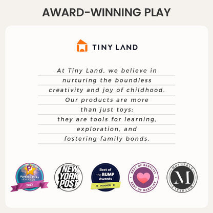 Tiny Land Montessori Baby Toy Set 4-6 Months – Early Learning Motor Skills Development Kit with 4-in-1 Soft Cloth Book, Spinning Rainbow Toy, Silicone Blocks and Baby Tissue Box