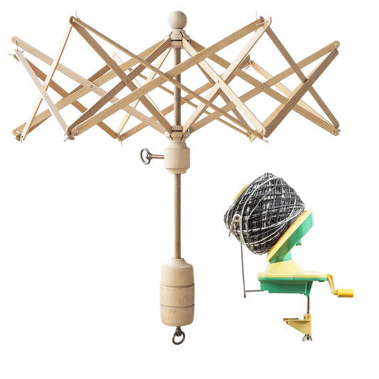 Knit Picks Yarn Winding Bundle - Yarn Ball Winder (Yellow) and Birch Wooden Yarn Swift