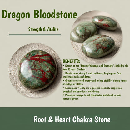 Loveliome 4 Pcs Natural Dragon Bloodstone Love Heart Palm Stone Reiki Balancing Worry Stone(1 Inch)