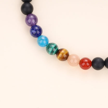 COAI Women's Balancing Chakra Bracelet, Onyx Black Stone Bracelet for Women