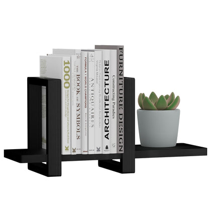 100% Solid Wood Adjustable Desktop Bookshelf, Retro Tabletop Bookshelf, Desk holder Shelf for Living Room, Home, Office, Perfect for Magazine, Books, Cookbooks, No Tools Required to Assemble (Black)