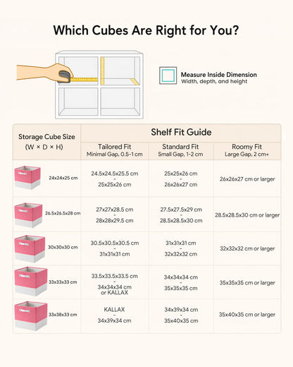 FABINADO Storage Cube Bins | 7.7 oz/yd² Fabric Cubby Organizer Baskets for Shelf, Closet, Cabinet, Wardrobe | KALLAX Shelving Unit Insert Drawer | 4 Pack, Macaron & Cream White, 13x15x13 Inch