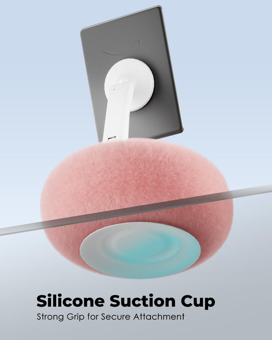 Viozon Phone Holder for Bed, Magnetic Pillow Stand, Compatible with 4-7" Phone/Kindle with Small Storage, Removable Suction Base for Stability, Idea for Kindle Reading and Video Watching On Bed,Pink