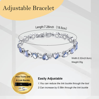 UtenoTureH Magnetic Bracelets for Women, Titanium Steel Therapy Magnetic Bracelets for Couples with Neodymium Magnets & Sparkling Crystals Health Jewelry Gifts